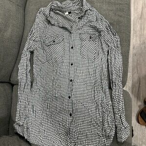 BDG Black and White Checkered Button-Up Shirt